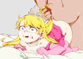 1boy 1girl age_difference all_fours anal ass bare_shoulders bed_sheet blonde_hair blue_eyes blush bottomless clenched_hands clenched_teeth clothed_female_nude_male clothed_sex clothes_lift collarbone constricted_pupils crown dimples_of_venus doggystyle dress dress_lift elbow_gloves eyelashes flat_chest gloves grabbing_another&#039;s_hair hair_pulled_back hetero holding_another&#039;s_hair jcm2 jewelry lola_loud loli long_hair looking_at_viewer missing_tooth necklace nipples no_shoes nose nude pearl_necklace pink_dress pink_gloves pink_thighhighs sex sex_from_behind sheet_grab shiny_skin simple_background size_difference skindentation solo_focus strap_slip tears teeth the_loud_house thighhighs tiara wide-eyed