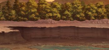 forest game_cg lake nature no_humans non-web_source official_art outdoors scenery touhou touhou_gensou_eclipse tree twilight