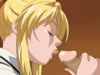 Rule 34 | 00s, 1boy, 1girl, 2006, animated, animated gif, bible black, bible black only, blonde hair, closed eyes, fellatio, femdom, handjob, hetero, high ponytail, licking, licking penis, licking penis tip, lowres, oral, penis, ponytail, saeki kaori, tagme, uncensored