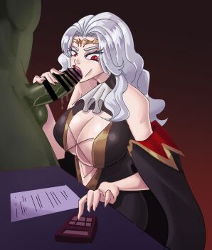 1girl breasts cara_cromwell cara_the_blood_lord fellatio large_breasts long_hair oral orc