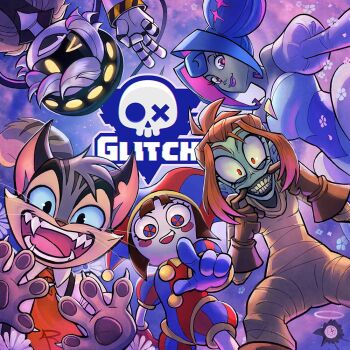 1boy 4girls animal_hands asymmetrical_gloves bandaged_arm bandaged_waist bandages bare_shoulders black_hairband black_jacket blue_eyes blue_gloves blue_hair breasts brown_gloves brown_hair cat_boy cat_paws cat_tail claws cleavage colored_sclera colored_skin copyright_logo double_bun dress eyelashes fangs furry furry_male glitch_productions gloves grey_hair grey_skin hair_bun hairband hat humanoid_robot jacket jester jester_cap jester_costume knights_of_guinevere lackadaisy logo looking_at_viewer mechanical_arms melancholy_hill mismatched_gloves monster_girl multicolored_eyes multicolored_hat multiple_girls murder_drones necktie official_art open_mouth orange_hair pointing pointing_at_viewer pomni_(the_amazing_digital_circus) ponytail princess princess_dress princess_guinevere puffy_sleeves red_eyes red_gloves red_necktie robot rocky_rickaby second-party_source shirt short_hair short_sleeves smile striped_clothes striped_headwear suspenders tail teeth the_amazing_digital_circus the_gaslight_district tracy_j._butler two-tone_eyes v v_(murder_drones) vertical-striped_clothes vertical-striped_headwear white_dress white_shirt white_skin yellow_eyes