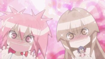 00s 5girls animated animated_gif blush crazy crazy_eyes crazy_smile creepy deformed edomae_lunar huge_filesize imminent_rape maki_(seto_no_hanayome) multiple_girls saliva screencap seto_no_hanayome seto_sun shiranui_akeno smile swimsuit talking zenigata_mawari