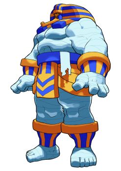 Rule 34 | 1boy, absurdres, anakaris, ancient egyptian, arms at sides, bandaged arm, bandaged chest, bandaged leg, bandaged torso, bandages, bengus, darkstalkers, from side, full body, game cg, giant, highres, male focus, mummy, nemes, non-web source, official art, shendyt, simple background, solo, vampire savior: the lord of vampire, white background