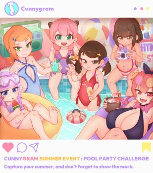 6+girls anya_(spy_x_family) barefoot becky_blackbell belly ben_10 bikini black_bikini black_ribbon blue_eyes blue_one-piece_swimsuit breast_tattoo breasts brown_eyes brown_hair camera closed_mouth collarbone cowboy_shot crossover dark-skinned_female dark_skin dora_marquez dora_the_explorer dot_nose dragon_girl dragon_horns expressionless eyebrows_hidden_by_hair fang feet_out_of_frame female_focus flat_chest full_body glass goggles goggles_on_head gradient_hair green_eyes gwen_tennyson hair_ribbon holding_glass horns huge_breasts ilulu_(maidragon) instagram kanna_kamui kobayashi-san_chi_no_maidragon loli long_hair looking_at_object looking_at_viewer looking_down low_twintails matching_hair/eyes medium_hair multicolored_hair multiple_girls one-piece_swimsuit open_mouth orange_hair oscarlllll pink_hair pink_one-piece_swimsuit plump pool purple_bikini purple_one-piece_swimsuit reclining red_eyes red_hair red_one-piece_swimsuit ribbon shortstack shoulder_tattoo sitting skin_fang smile spy_x_family standing stomach_tattoo swimsuit tattoo teeth toes tongue tongue_out twintails two-tone_hair upper_teeth_only water yellow_eyes