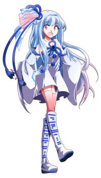 1girl :o a-pose bare_shoulders blue_boots blue_hair blue_ribbon blue_thighhighs blunt_bangs boots commentary_request dairi detached_sleeves dress flat_chest floating_hair flower full_body gradient_clothes gradient_thighhighs hair_tubes highres knee_boots kotonoha_aoi large_variant_set long_hair long_sleeves looking_at_viewer multicolored_boots multicolored_hair neck_ribbon open_mouth red_eyes red_thighhighs ribbon rose short_dress simple_background solo standing tachi-e thighhighs transparent_background two-tone_boots variant_set voiceroid white_boots white_dress white_thighhighs wide-eyed wide_sleeves zettai_ryouiki