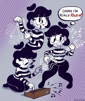 Rule 34 | 1girl, beret, breasts, commentary, english commentary, hat, highres, imrachets, mime, mute the mime (imrachets), original, pac-man eyes, solo, toon (style)