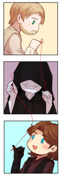 anakin_skywalker blonde_hair blue_eyes brown_hair chibi palpatine highres obi-wan_kenobi palpatine red_string red_string_of_fate star_wars string tagme yaoi