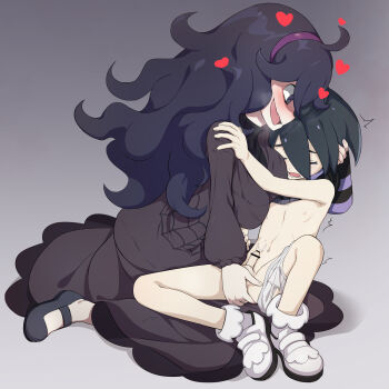 1boy 1girl :d age_difference allister_(pokemon) anal anal_fingering assertive_female bar_censor black_hair blush bobby_socks breasts briefs censored closed_eyes clothed_female_nude_male commentary_request cum cum_on_male cum_on_self curly_hair dress ejaculating_while_penetrated ejaculation eyelashes femdom fingering grey_eyes hairband hand_on_another's_head happy_sex heart hetero hex_maniac_(pokemon) hex_maniac_(pokemon_xy) highres holding large_breasts long_hair looking_at_another looking_down lower_teeth_only male_underwear mature_female nanina_(nijnan) naughty_face navel nintendo nipples nude onee-shota open_mouth penis pokemon pokemon_swsh pokemon_xy purple_hairband shoes short_hair shota small_penis smile socks teeth testicles tongue underwear underwear_around_leg white_footwear white_legwear