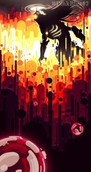 1boy @_(symbol) absurdres armor artist_name bad_end black_hair claws commentary divine_entity emperor_of_mankind english_commentary extra_eyes fire gills glowing glowing_eyes halo hell highres laurel_crown laurels long_hair monster pinkblue43 roaring solo teeth the_dark_king warhammer_40k yellow_eyes yellow_halo