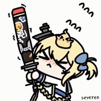 &gt;_&lt; 1girl animated animated_gif azur_lane baby_animal bird chick little_renown_(azur_lane) lowres manjuu_(azur_lane) renown_(azur_lane) seseren shaking