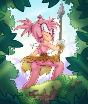 1girl amy_rose green_eyes highres pussy sonic_(series) tagme thorn_rose