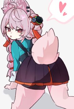 1girl ahoge animal_ear_fluff animal_ear_piercing animal_ears blush braid bright_pupils commentary furry furry_female hair_ornament long_hair looking_at_viewer lowres open_mouth pink_fur pink_hair rabbit_ears rabbit_girl red_eyes shirt short_eyebrows solo thick_eyebrows tongue tongue_out twin_braids user_gkks7785 white_pupils zenless_zone_zero zhao_(zenless_zone_zero)
