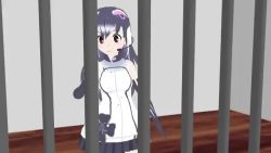 3d african_penguin_(kemono_friends) animal_costume animated black_hair elbow_gloves gloves kemono_friends kemono_friends_v_project kneehighs long_hair video penguin_costume shirt skirt sleeveless sleeveless_shirt socks udensha virtual_youtuber