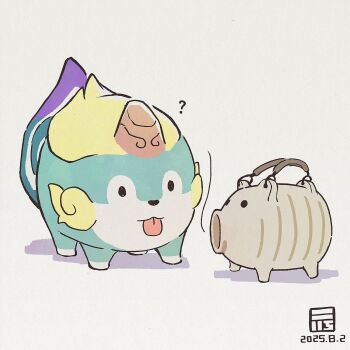 :p ? animal_focus closed_mouth dated highres no_humans simple_background tama-jii tensui_no_sakuna-hime tongue tongue_out white_background y_koichi