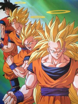 black_hair dragon_ball dragonball_z evolution halo highres official_art son_goku super_saiyan super_saiyan_2 super_saiyan_3 tagme yamamuro_tadayoshi