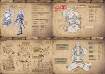 1girl absurdly_long_hair absurdres angry animal_ears arm_up arms_up battery belt black_belt black_footwear black_gloves blue_hair blue_jacket blush bug cat cat_ears character_name closed_mouth clothing_request confused cropped_jacket crying dragon dragon_girl electricity english_text frown full_body gloves goggles goggles_on_head guide half-closed_eyes hand_on_floor hand_on_own_hip hand_up hands_on_own_head hands_up high_heels highres holding holding_sword holding_weapon horns jacket kirin_(monster_hunter) kneeling legband light_frown long_hair long_sleeves looking_at_object looking_to_the_side meme monster_hunter_(series) open_clothes open_jacket ponytail pout red_eyes seiza shaded_face shine single_horn sitting slapping standing sunglasses sweat sword tail very_long_hair weapon x_(symbol) yamanata