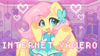1girl animal_ears animal_hands aqua_eyes bedroom butterfly_hair_ornament cameo cardcaptor_sakura commentary computer cosplay dress eevee english_commentary english_text fluttershy fluttershy_(cosplay) fluttershy_(equestria_girls) furry furry_female gen_1_pokemon green_dress hair_ornament highres hooves horse_ears horse_girl indoors internet_yamero kinomoto_sakura kinomoto_sakura_(magician) long_hair made_in_abyss my_little_pony my_little_pony:_equestria_girls my_little_pony:_friendship_is_magic nanachi_(made_in_abyss) needy_girl_overdose nichijou nintendo official_alternate_costume oofycolorful open_mouth parody personification pink_hair pokemon pony_(animal) sakamoto_(nichijou) self_cosplay smile solo song_name stuffed_toy video_thumbnail wings