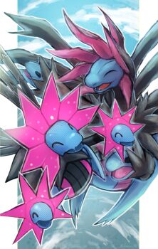 Rule 34 | 3 (sanyako1), absurdres, blue sky, closed eyes, cloud, commentary request, day, dragon, fangs, flying, gen 5 pokemon, highres, hydreigon, iron jugulis, multiple heads, nintendo, no humans, non-humanoid robot, open mouth, outline, pokemon, pokemon (creature), pokemon focus, robot, robot dragon, skin fangs, sky, white outline