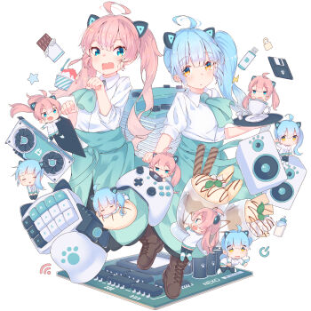 2girls absurdres black_bra window_blinds bra can candy chair christ_signboard computer computer_tower desk floppy_disk food guitar highres hoji_(hooooooooji1029) hood hoodie instrument computer_keyboard keyboard_(instrument) licking logo lollipop monitor multiple_girls music neko_hacker office_chair open_clothes open_hoodie original screen_light sera_(neko_hacker) sho_(neko_hacker) swivel_chair synthesizer underwear white_hoodie