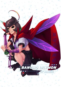Rule 34 | bancholilimon, banchou, coat, coat on shoulders, delinquent, digimon, digimon (creature), fairy, flower, highres, monster girl, petals, plant girl