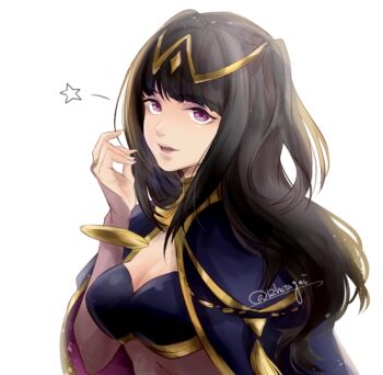 1girl black_eyes black_hair blunt_bangs bodystocking closed_mouth commentary_request fire_emblem fire_emblem_awakening hotate_rayan long_hair looking_at_viewer nintendo solo tharja_(fire_emblem) tiara two-tone_cape two_side_up