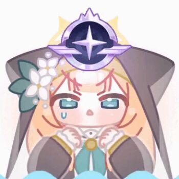 1girl animal_ear_headwear animated animated_gif arm_up asphyxiation blue_archive blue_eyes coif crying drowning fake_animal_ears flower halo hands_up hat hat_flower horuhara long_hair long_sleeves looking_at_viewer lowres mari_(blue_archive) nun open_mouth orange_hair solo water white_background white_flower yellow_halo