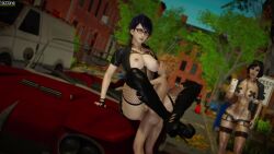 1boy 2girls 3d age_difference animated artist_request bayonetta bayonetta_(series) bioshock bioshock_(series) bioshock_infinite black_hair elizabeth_(bioshock_infinite) glasses hetero highres multiple_girls nipples pumping sex short_hair shota sound source_request tagme vaginal video