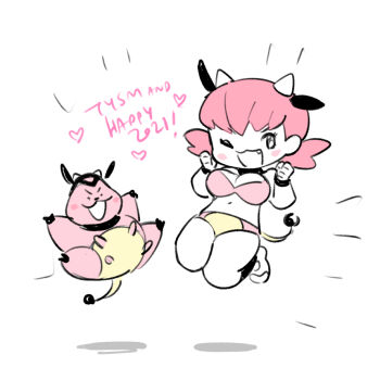 bikini breasts gen_2_pokemon gym_leader large_breasts miltank nintendo pink_hair pokemon pokemon_(creature) pokemon_gsc swimsuit tribute_(tributism) white_background whitney_(pokemon)
