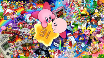 Rule 34 | 6+girls, adeleine, anniversary, bandana, bandana waddle dee, bird, blonde hair, blue bandana, blue eyes, blue hair, blush, bow, bowtie, broom, bug, butterfly, character request, controller, copyright request, crown, daroach, doc (kirby), elfilin, elline (kirby), facial hair, flamberge (kirby), flower, food, francisca (kirby), fruit, game boy, game boy advance, game boy advance (original), game console, game controller, gamecube, gamecube controller, goggles, goggles on headwear, gooey (kirby), green hair, handheld game console, hat, headdress, highres, holding, holding food, holding fruit, holding ice cream, holding mallet, holding paint palette, holding paintbrush, holding polearm, holding sword, holding umbrella, holding weapon, ice cream, ice cream cone, insect, interdimensional magolor, king dedede, kirby, kirby's dream land, kirby's dream land 3, kirby's epic yarn, kirby's return to dream land, kirby's star stacker, kirby: planet robobot, kirby: squeak squad, kirby (series), kirby 64, kirby and the forgotten land, kirby and the rainbow curse, kirby star allies, magolor, mallet, maxim tomato, meta knight, minecart, mining helmet, mr. star, multicolored hair, multiple girls, mustache, nintendo, nintendo ds, old friend (kirby), one eye closed, onigiri, open mouth, paint palette, paintbrush, pink hair, polearm, prince fluff, queen sectonia, rainbow, rainbow hair, rate muto, red bow, red bowtie, red hair, red ribbon, ribbon, ribbon (kirby), shopkeeper magolor, spinni, squeakers, storo, sunglasses, susie (kirby), sword, sword kirby, taranza, tongue, tongue out, umbrella, waddle dee, weapon, white eyes, white hair, wii, wii remote, yellow eyes, zan partizanne