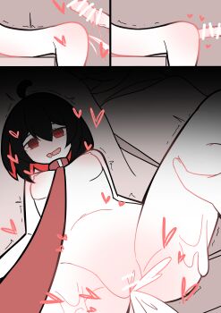 1boy 1girl absurdres after_vaginal aftersex ahoge animal_collar bar_censor bdsm bent_over black_hair breasts censored collar completely_nude cum cum_in_pussy cum_on_body cum_on_legs cumdrip drooling ejaculation hair_between_eyes heart hetero highres honkai_(series) honkai_impact_3rd large_penis leash leash_pull leg_grab leg_up looking_at_viewer lying medium_hair mind_break missionary multicolored_hair multiple_views navel nipples no_pupils nodgilmo573 nude on_back on_bed open_mouth penis pov pov_hands pussy red_eyes red_hair seele_(alter_ego) seele_vollerei sex sex_from_behind slave small_breasts spread_legs stomach trembling two-tone_hair vaginal veins veiny_penis