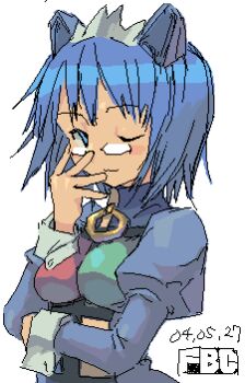 Rule 34 | 1girl, 2004, 2k-tan, ;3, artist name, blue eyes, blue hair, breasts, closed mouth, commentary request, dated, fbc, glasses, hand up, headgear, jaggy lines, juliet sleeves, long sleeves, lowres, maid headdress, medium breasts, one eye closed, os-tan, puffy sleeves, short hair, simple background, sleeve cuffs, solo, white background