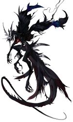 Rule 34 | absurdres, black fur, black tail, black wings, deepsea9013, dragon, full body, highres, horns, monster, no humans, original, solo, white background, wings