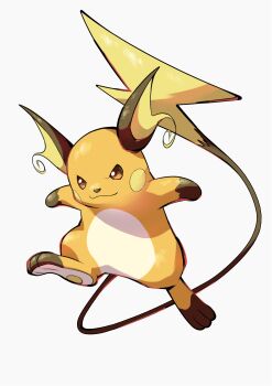 absurdres brown_eyes closed_mouth commentary_request full_body gen_1_pokemon highres hoshimi_hazuki legs_apart nintendo no_humans pokemon pokemon_(creature) pokemon_focus raichu simple_background smile solo