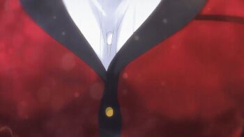 1girl 2017 animated animated_gif bouncing_breasts breasts jabami_yumeko jacket kakegurui large_breasts long_hair looking_at_viewer red_jacket school_uniform shirt solo tagme walking white_shirt