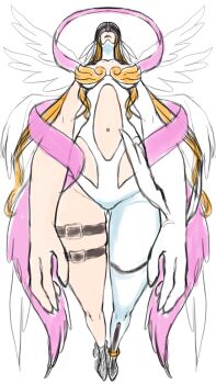 absurdres angel angel_girl angewomon belt body_horror digimon gerusyu highres long_hair mask what wings