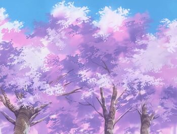 00s 2004 2girls animated animated_gif bible_black bible_black_new_testament breasts brown_eyes brown_hair cherry_blossoms exercising gym_uniform hair_ornament jacket jogging multiple_girls outdoors park ponytail shin_bible_black tagme twintails