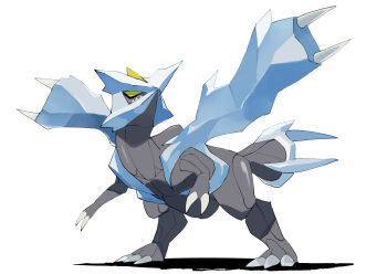 claws closed_mouth colored_sclera dragon fangs gen_5_pokemon highres kyurem legendary_pokemon mashita._(mentaiko_omoti) nintendo no_humans pokemon pokemon_(creature) pokemon_focus sharp_teeth simple_background solo tail teeth white_background yellow_eyes yellow_sclera