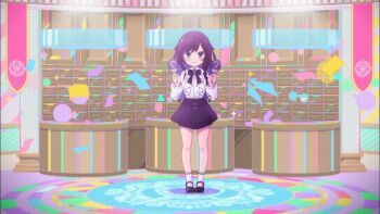 &gt;_&lt; 3girls alina_clover anger_vein animated animated_gif black_hair blush book boots braid breasts cake cake_slice closed_mouth cloverworks dancer dancing donut dress eating ending english_text flat_chest food green_eyes guild_no_uketsukejou_desu_ga_zangyou_wa_iya_nanode_boss_wo_solo_toubatsu_shiyou_to_omoimasu hammer hood instrument laila_(girumasu) large_breasts long_hair lululee_ashford magic_circle maracas multicolored_hair multiple_girls navel necktie open_hand open_mouth opening orange_hair paper paw_pose pink_eyes pink_hair ribbon shoes short_hair shorts skirt smile socks staff sweets third-party_edit twin_braids twintails two-tone_hair waving_hands weapon