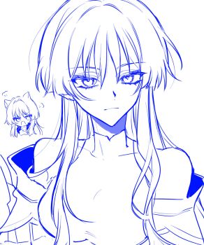 1girl alternate_hair_length alternate_hairstyle animal_ears baobei_mill bare_shoulders black_bodysuit blunt_ends bodysuit breasts cat_ears closed_mouth covered_collarbone crossed_arms expressionless eyelashes eyeliner eyeshadow fur_collar genderswap genderswap_(mtf) genshin_impact highres long_hair long_sidelocks looking_at_viewer makeup mandarin_collar medium_breasts monochrome off_shoulder open_mouth puff_of_air scaramouche_(genshin_impact) sidelocks solo tsurime wispy_bangs