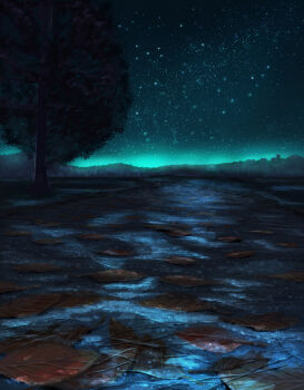 absurdres commentary_request highres leaf night no_humans original outdoors pizza_(pddc8233) scenery sky star_(sky) starry_sky tree