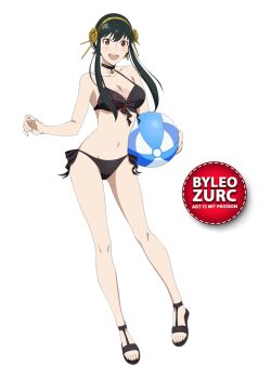 Rule 34 | 1girl, black hair, bra, leozurcxxx, open mouth, panties, red eyes, solo, spy x family, swimsuit, transparent background, underwear, yor briar