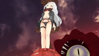 1girl 3d asphyxiation bad_end city defeat demon devil diamond_chan dungeon dying hanged legs loli mikumikudance monster neck_grab open_mouth pain ryona size_difference strangling tentacles torture unconscious vore white_hair