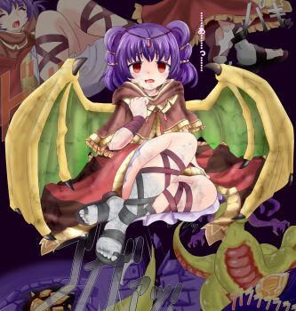 1girl absurdres alternate_costume ankle_lace-up arm_support azenmei bad_end bead_necklace beads bracelet broken broken_weapon brown_capelet brown_coat capelet circlet closed_eyes coat cross-laced_clothes cross-laced_legwear crystal defeat dragon_girl dragon_wings dragonstone dress empty_eyes fallen_down female_focus fire_emblem fire_emblem:_the_sacred_stones fire_emblem_heroes foot_focus fringe_trim full_body gem gold_trim green_wings hair_ornament hair_tie hand_on_own_chest hand_up high-low_skirt highres hood jewelry long_hair looking_at_viewer monster multi-tied_hair multicolored_coat multiple_views myrrh_(fire_emblem) necklace nintendo official_alternate_costume open_mouth pain pale_skin petrification purple_hair red_coat red_eyes sandals scared sequential shin_strap short_dress sitting snake_hair solo_focus stone stone_floor tearing_up tears toeless_footwear toes tripping twintails weapon white_dress wince wings wristband yellow_wings