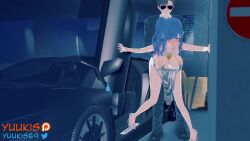 1boy 1girl 3d animated azur_lane blue_hair bordeaux_black_(voice_actor) bouncing_breasts breasts breasts_out car covering_breasts covering_privates doggystyle dress hanging_breasts hetero high_heels jiggle koikatsu_(medium) large_breasts motor_vehicle night nipple_slip nipples no_bra public_indecency purple_eyes self-upload sex sex_from_behind sound sound_effects st._louis_(azur_lane) st._louis_(luxurious_wheels)_(azur_lane) video voice_actor yuukis