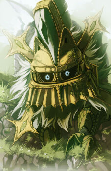 2016 artist_name blue_eyes commentary creature english_commentary galahawk gen_7_pokemon highres legendary_pokemon looking_at_viewer nintendo no_humans pokemon pokemon_(creature) shadow_of_the_colossus signature solo type:_null watermark web_address