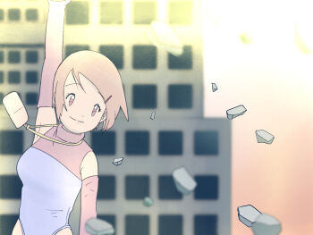 1girl debris digimon female_focus highres pink_eyes short_hair smile solo yagami_hikari