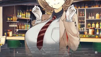 1girl animated animated_gif bouncing_breasts breasts huge_breasts light_brown_hair lowres narusawa_ryouka occultic;nine science_adventure tagme upper_body visual_novel