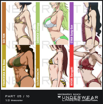 6+girls absurdres arrancar bleach bleach:_sennen_kessen-hen bleach:_zanpakutou_ibun_hen blonde_hair breasts candice_catnipp cleavage cyan_sung-sun dark-skinned_female dark_skin female_focus franceska_mila_rose freckles green_hair hand_on_own_hip head_out_of_frame highres large_breasts lingerie long_hair multiple_girls navel nekoranten quincy_(bleach) red_hair sarugaki_hiyori short_hair sideboob small_breasts sternritter sui-feng suzumebachi underwear zanpakutou_(spirit)