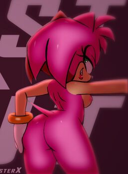 1girl amy_rose animated animated_gif ass ass_focus bad_tag breasts cum cum_on_ass cum_on_body furry gloves grin half-closed_eyes highres hmx huge_ass lipstick makeup naughty_face painted_lips seductive_smile sega smile sonic_(series) spanking