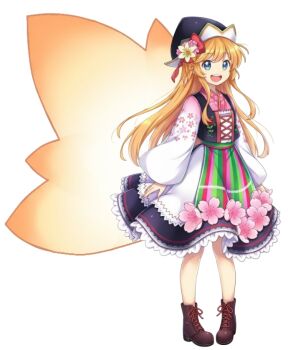 1girl :d artist_request full_body happy japanese_clothes kimono lily_white looking_at_viewer non-web_source open_mouth smile solo source_request standing tagme touhou touhou_lostword